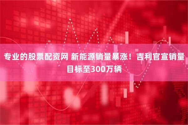 专业的股票配资网 新能源销量暴涨！吉利官宣销量目标至300万辆