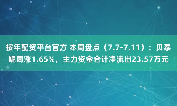 按年配资平台官方 本周盘点（7.7-7.11）：贝泰妮周涨1.65%，主力资金合计净流出23.57万元